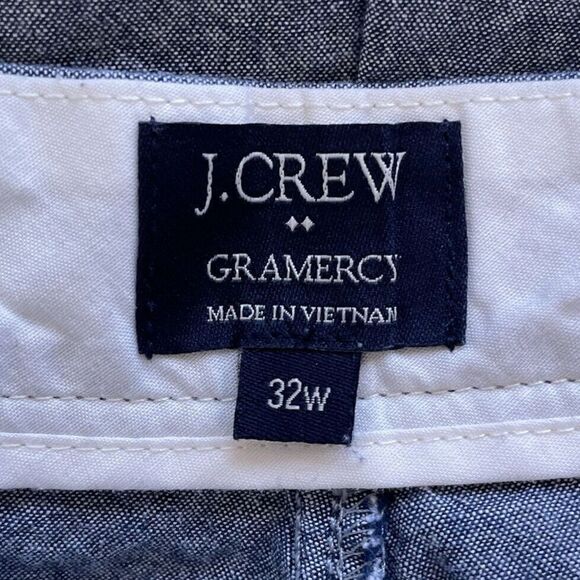 J CREW Shorts Mens 32 x 9 Blue Chambray Gramercy Chino Nautical Print Cotton - Picture 6 of 8